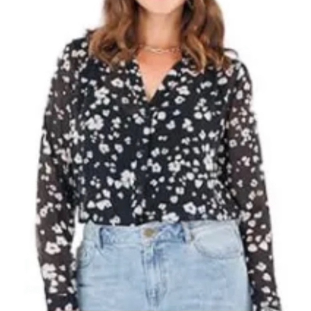 CAbi Floral Button Up Blouse